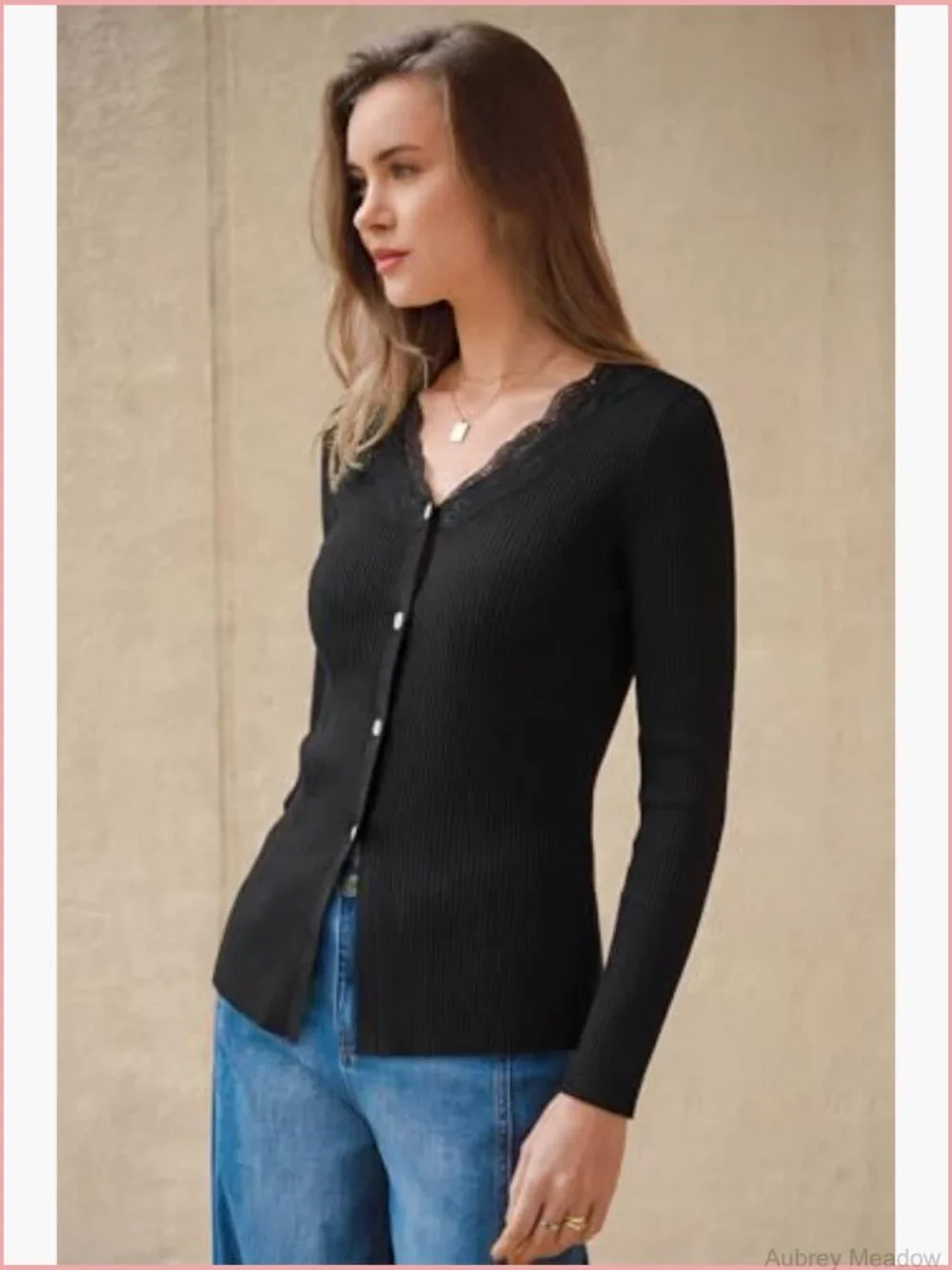 Women's 100% Cotton Lace Button Cardigan Sweater